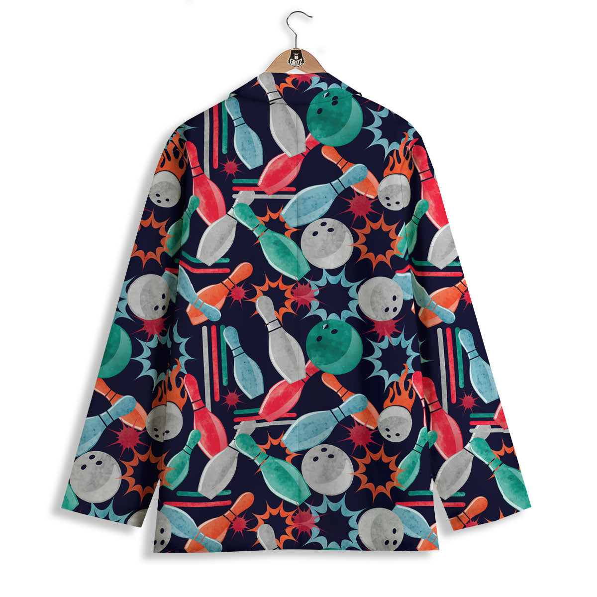 Bowling Theme Watercolor Print Pattern Women's Blazer-grizzshop