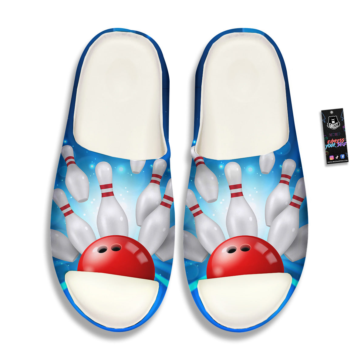 Bowling Strike Print Sandals-grizzshop