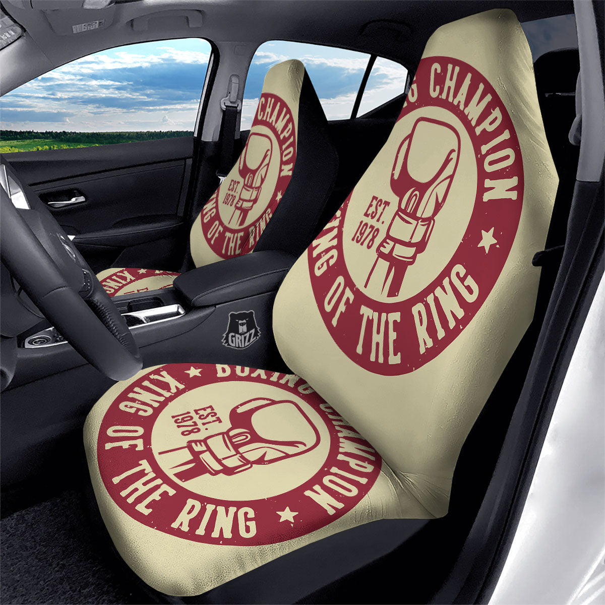 Boxing Champion King of The Ring Print Car Seat Covers-grizzshop