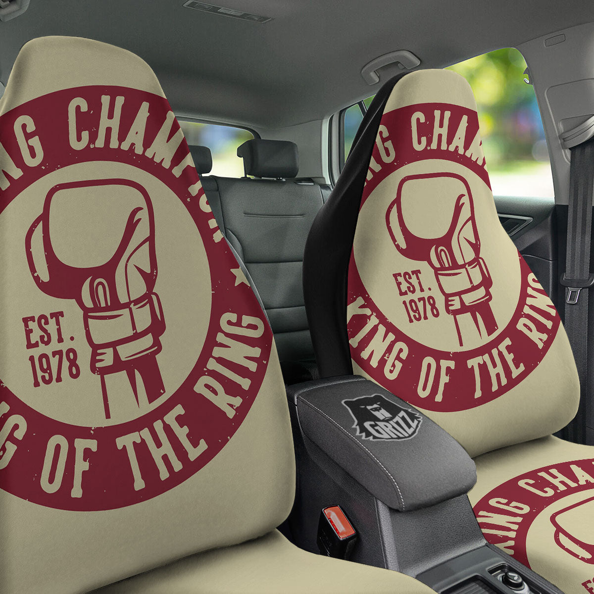 Boxing Champion King of The Ring Print Car Seat Covers-grizzshop