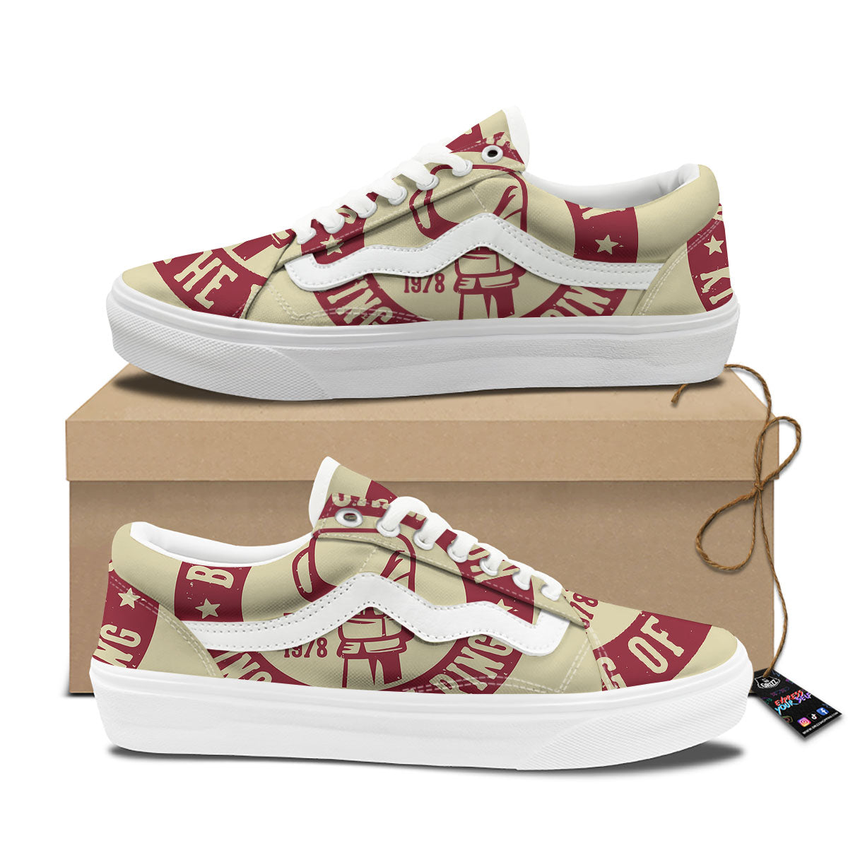 Boxing Champion King of The Ring Print Skate Shoes-grizzshop