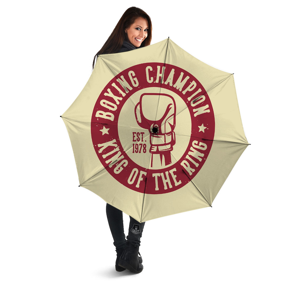 Boxing Champion King of The Ring Print Umbrella-grizzshop