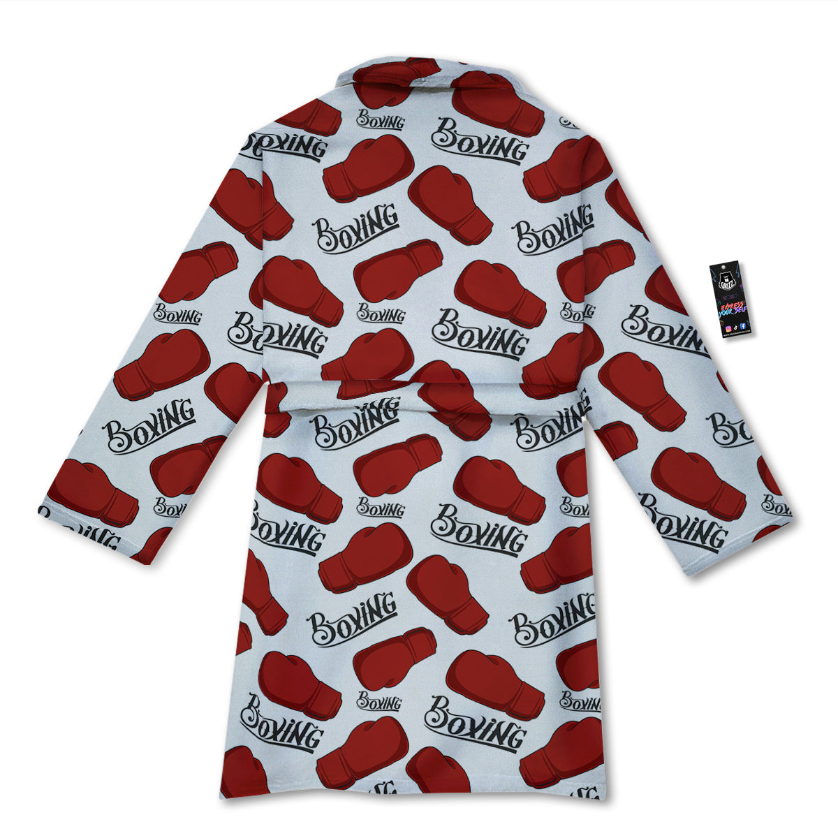 Boxing Glove And Text Print Pattern Bathrobe-grizzshop