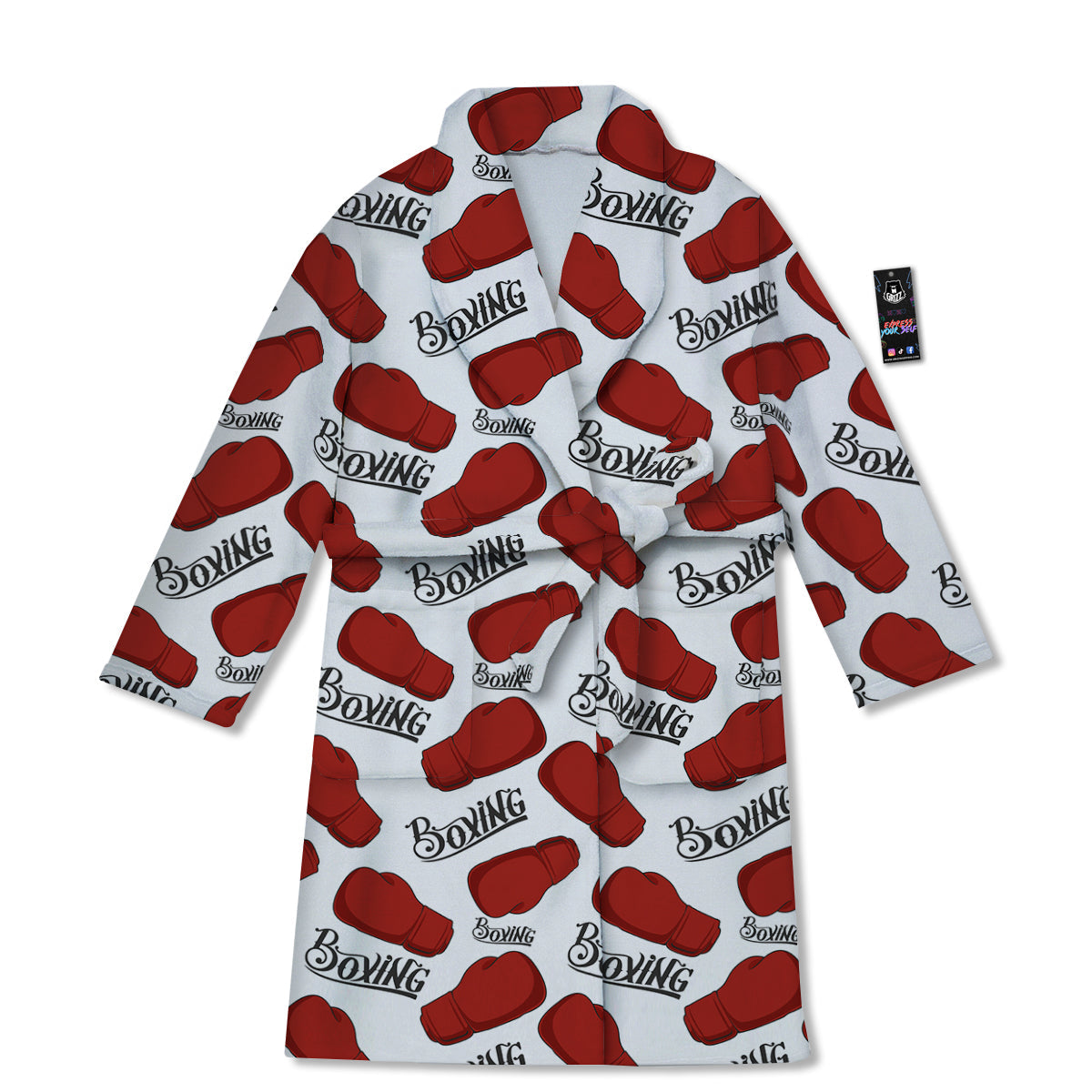 Boxing Glove And Text Print Pattern Bathrobe-grizzshop