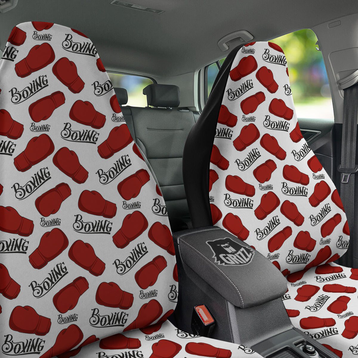 Boxing Glove And Text Print Pattern Car Seat Covers-grizzshop