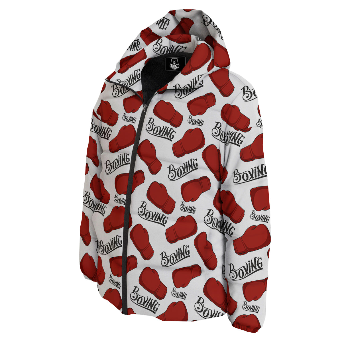 Boxing Glove And Text Print Pattern Down Jacket-grizzshop