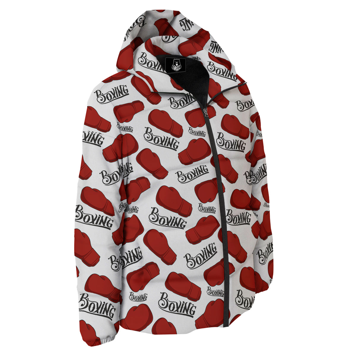 Boxing Glove And Text Print Pattern Down Jacket-grizzshop
