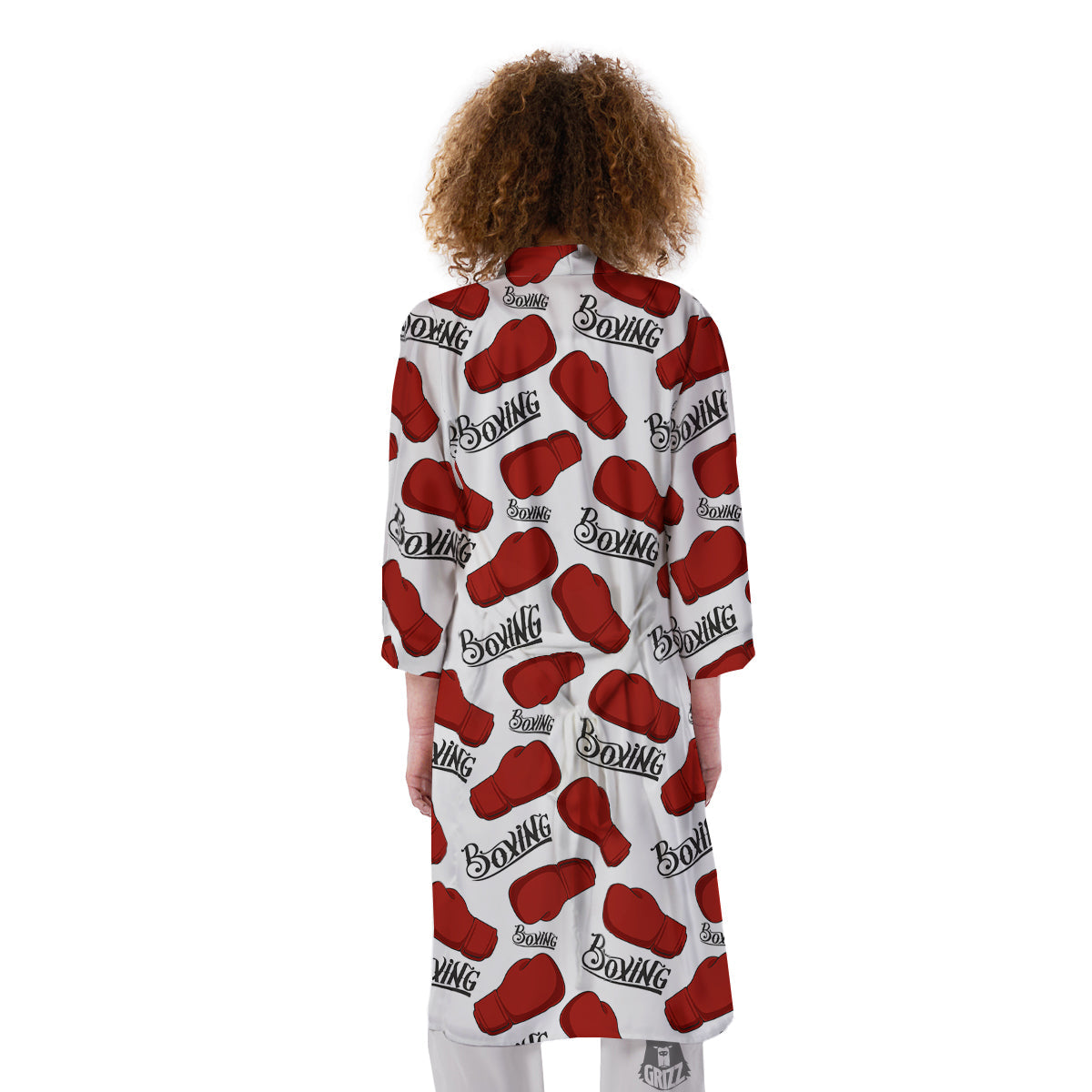 Boxing Glove And Text Print Pattern Kimono-grizzshop