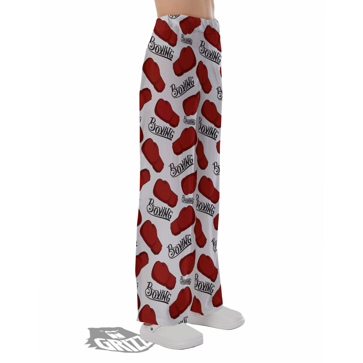 Boxing Glove And Text Print Pattern Pajama Pants-grizzshop