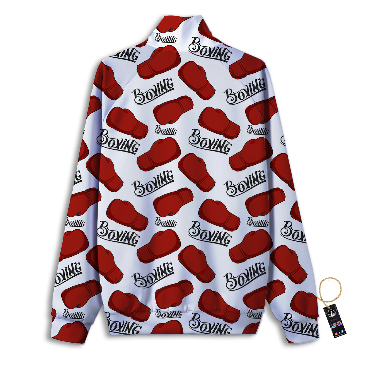 Boxing Glove And Text Print Pattern Track Jacket-grizzshop