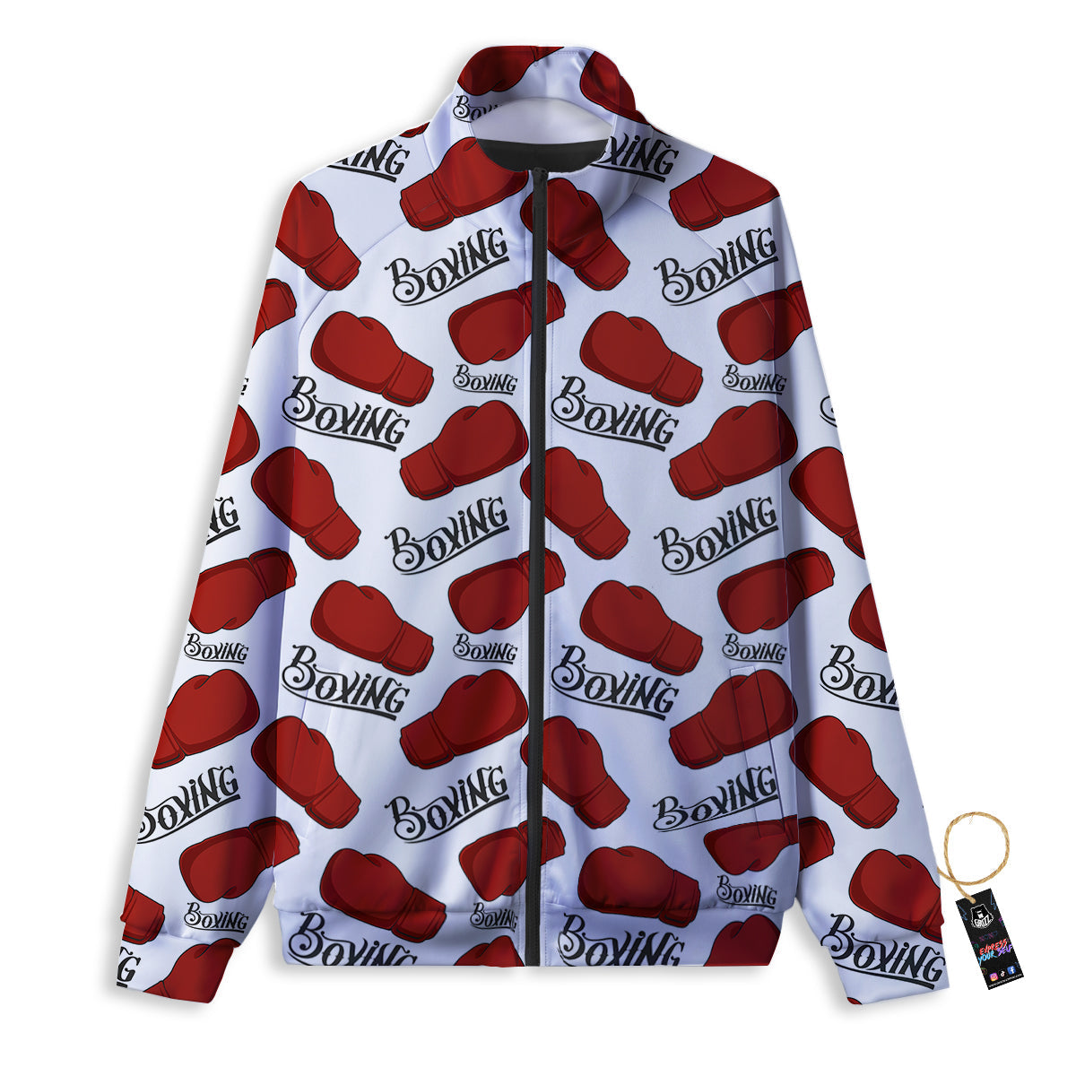 Boxing Glove And Text Print Pattern Track Jacket-grizzshop