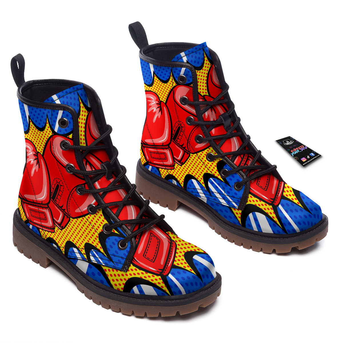 Boxing Gloves Pop Art Print Work Boots-grizzshop
