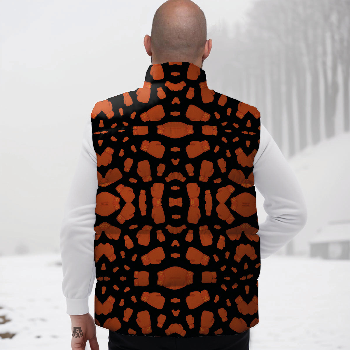 Boxing Gloves Print Pattern Down Vest-grizzshop