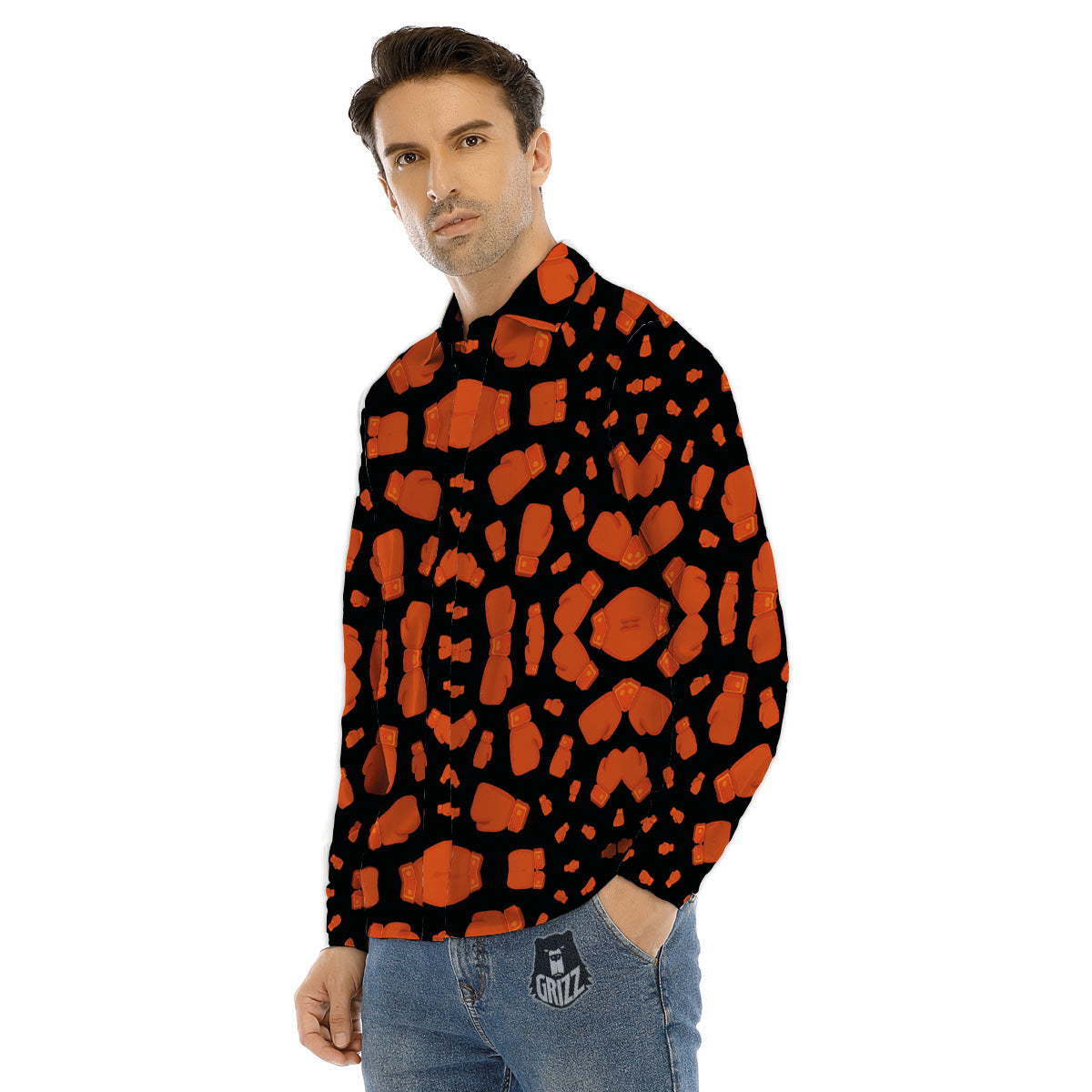 Boxing Gloves Print Pattern Men's Dress Shirts-grizzshop