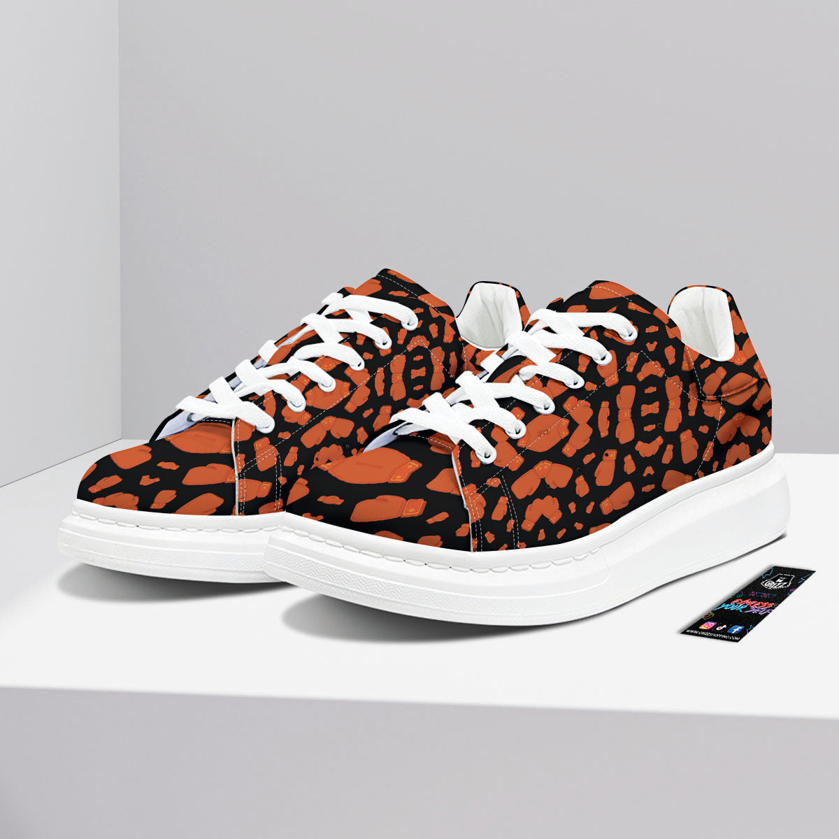 Boxing Gloves Print Pattern Platform Shoes-grizzshop