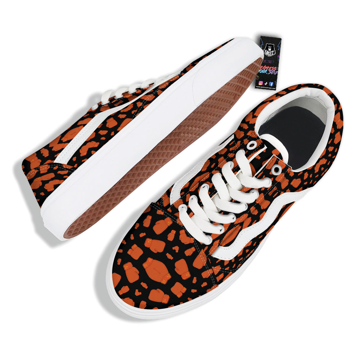 Boxing Gloves Print Pattern Skate Shoes-grizzshop