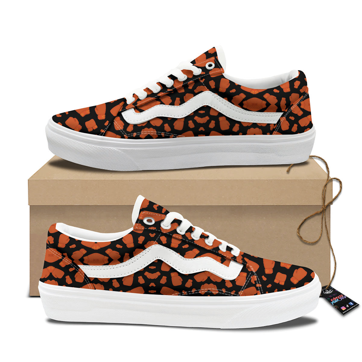 Boxing Gloves Print Pattern Skate Shoes-grizzshop
