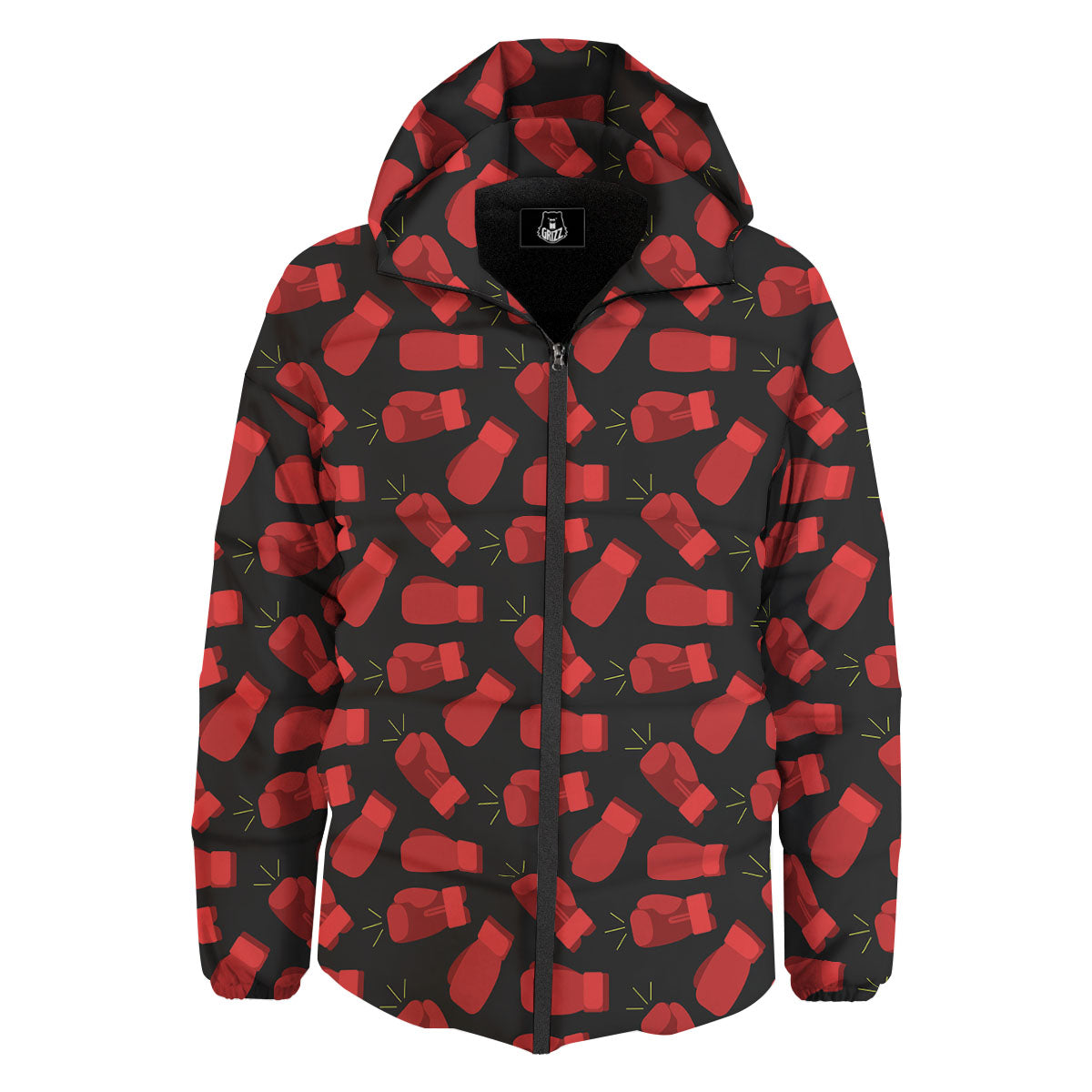 Boxing Gloves Red Print Pattern Down Jacket-grizzshop