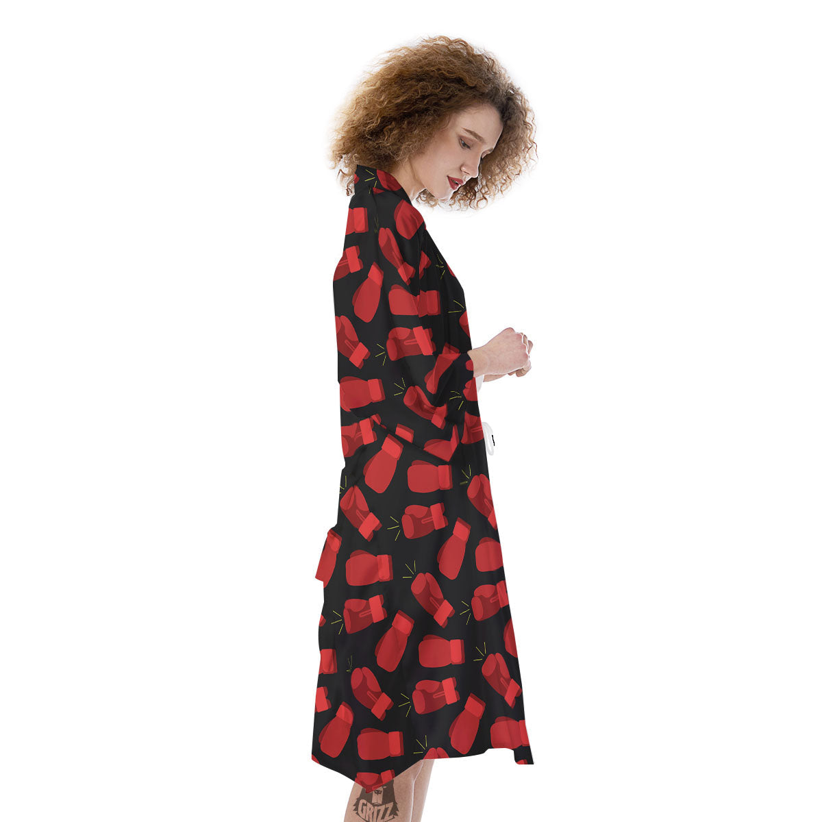 Boxing Gloves Red Print Pattern Kimono-grizzshop