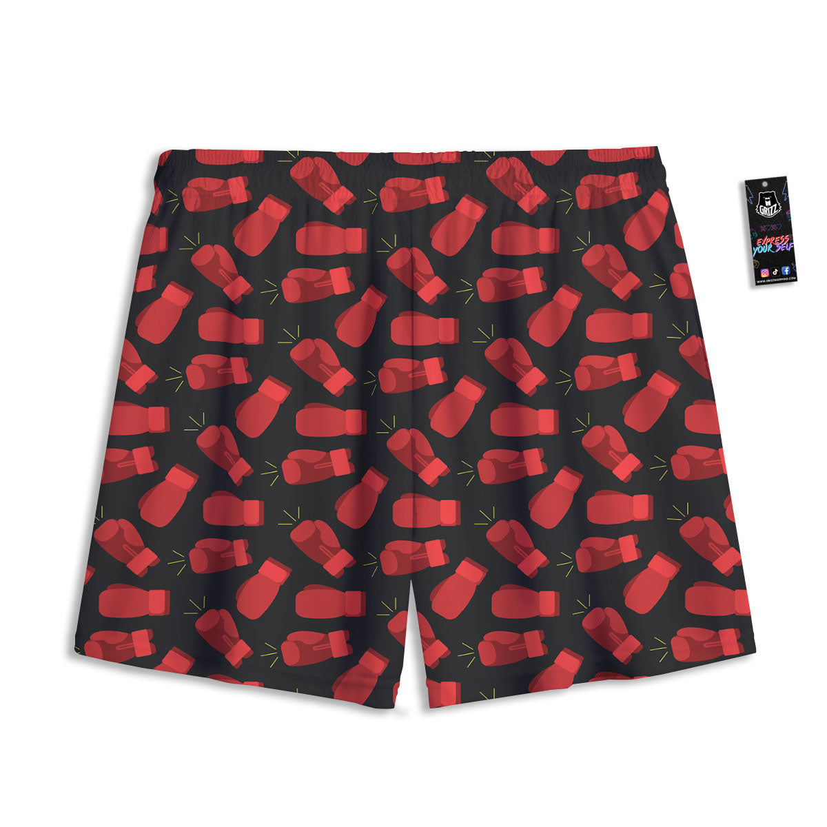 Boxing Gloves Red Print Pattern Mesh Shorts-grizzshop