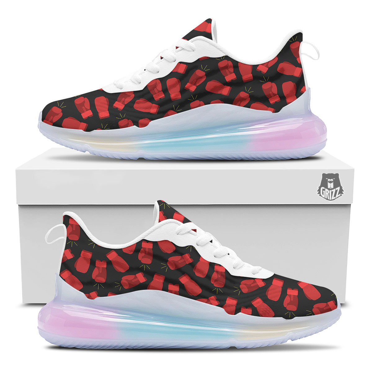 Boxing Gloves Red Print Pattern Running Sneakers-grizzshop
