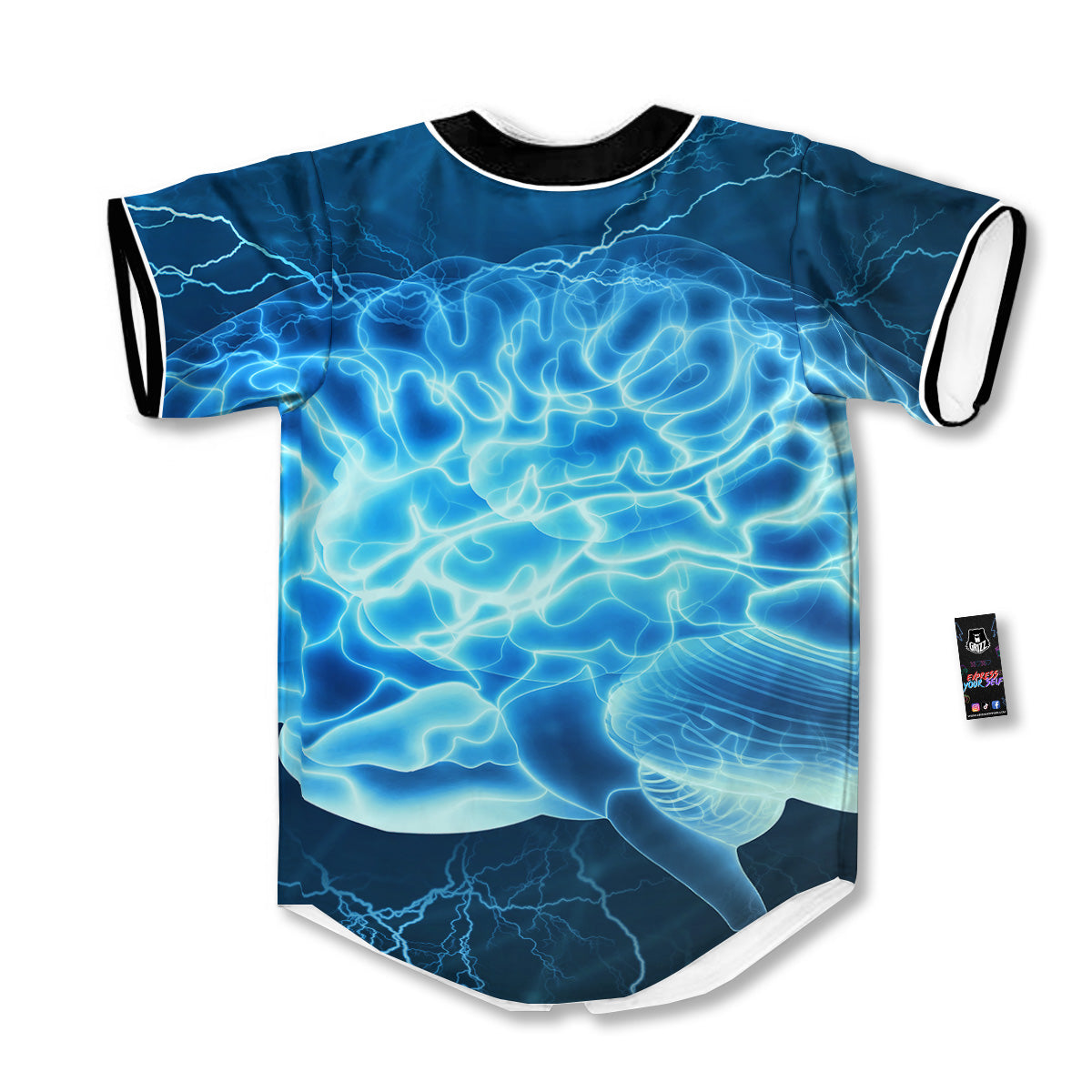 Brain Activity Blue Electrical Print Baseball Jersey-grizzshop