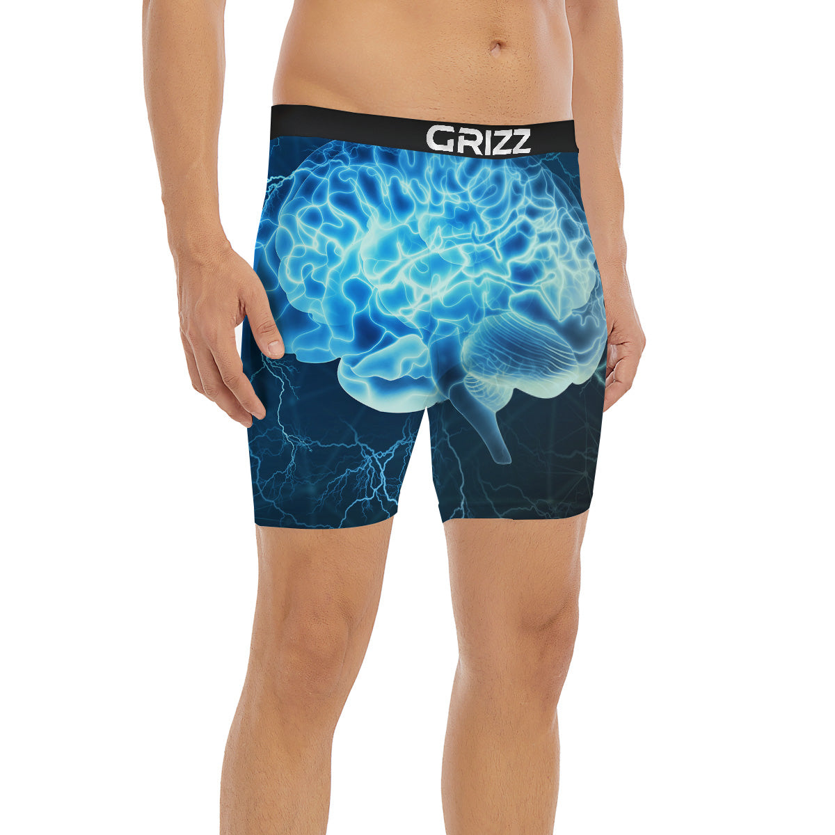 Brain Activity Blue Electrical Print Boxer Briefs-grizzshop