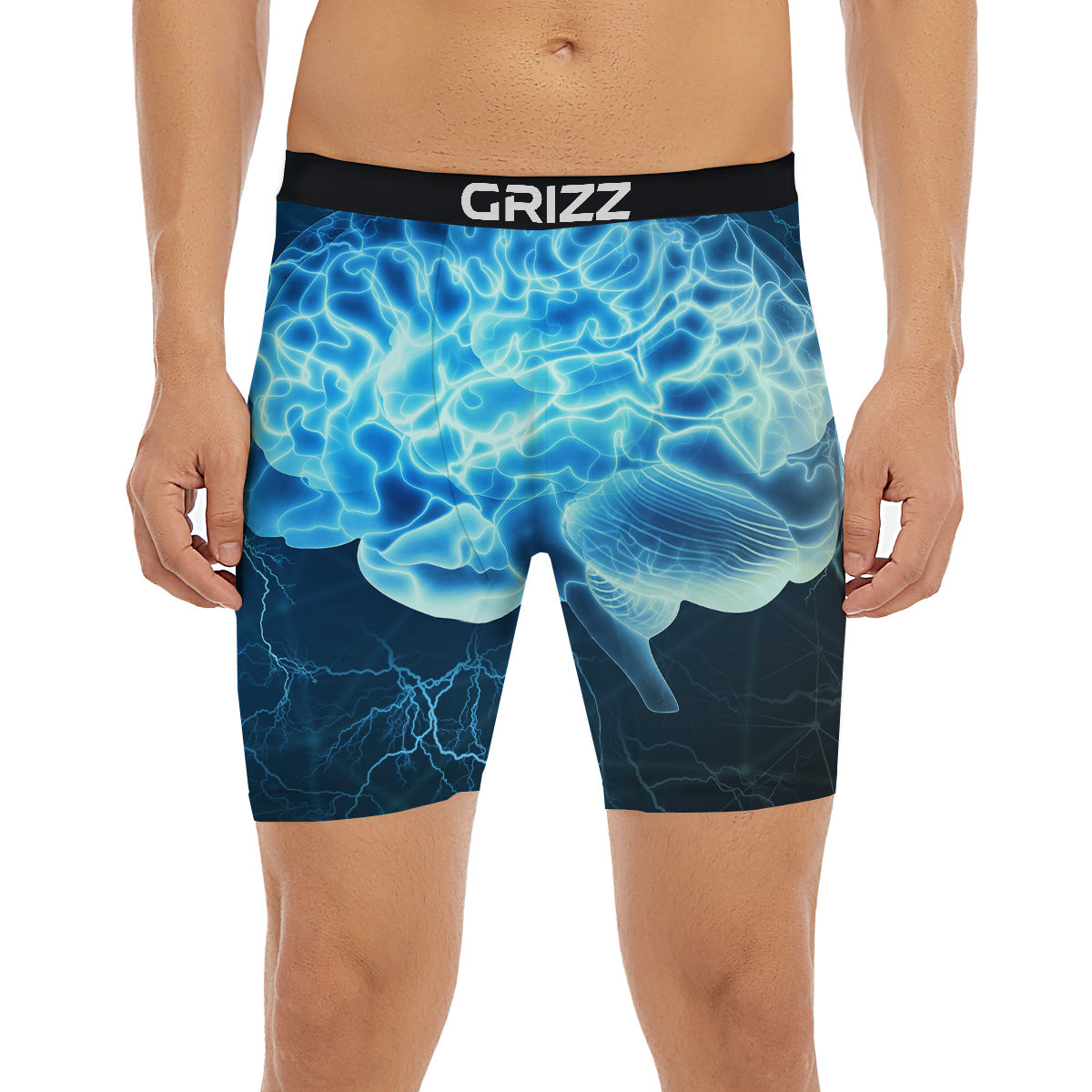 Brain Activity Blue Electrical Print Boxer Briefs-grizzshop