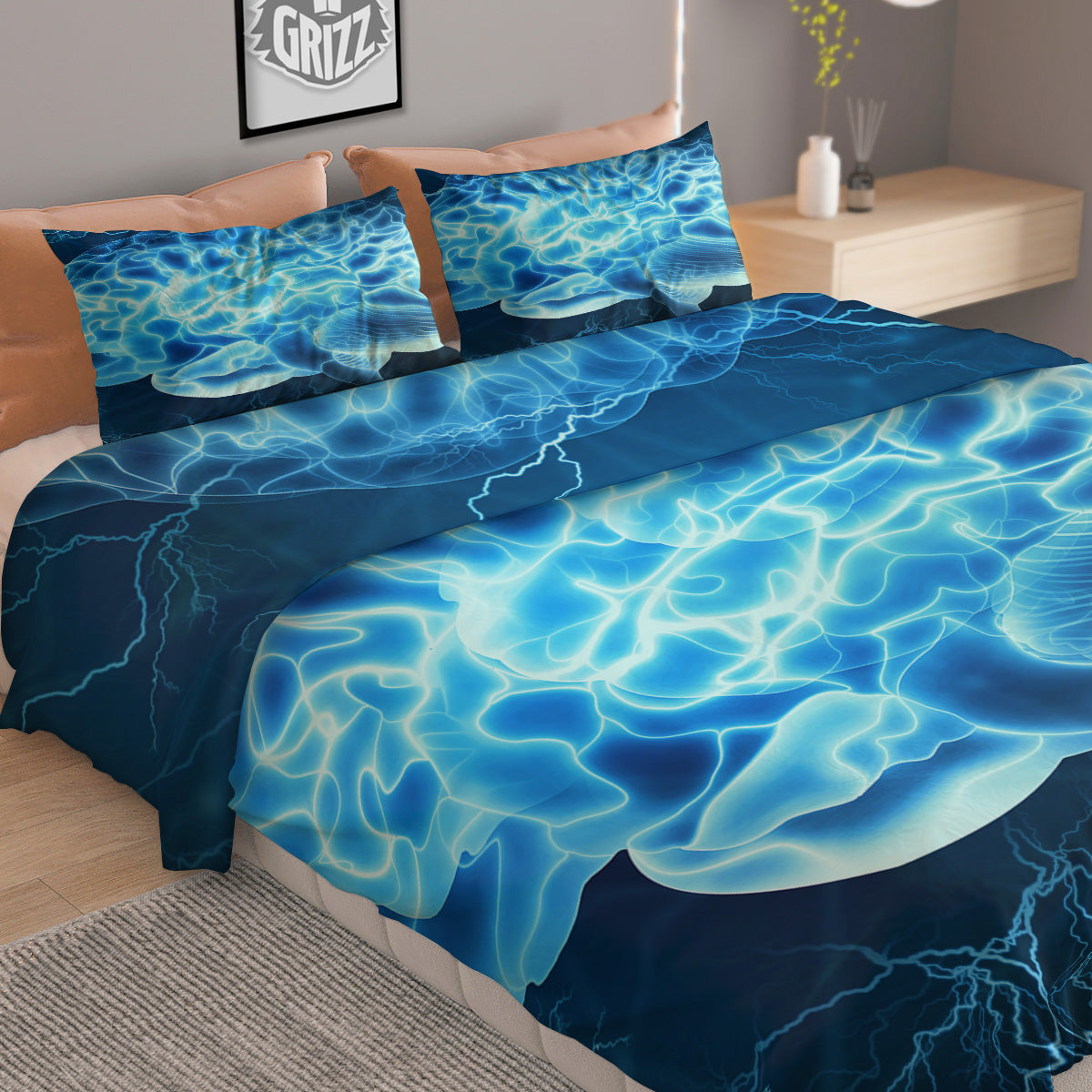 Bull Skull Geometric Print Duvet Cover Bedding Set