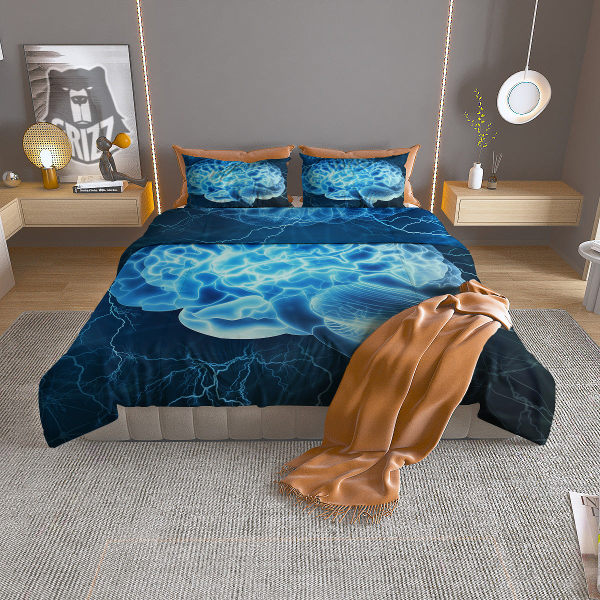 Bull Skull Geometric Print Duvet Cover Bedding Set