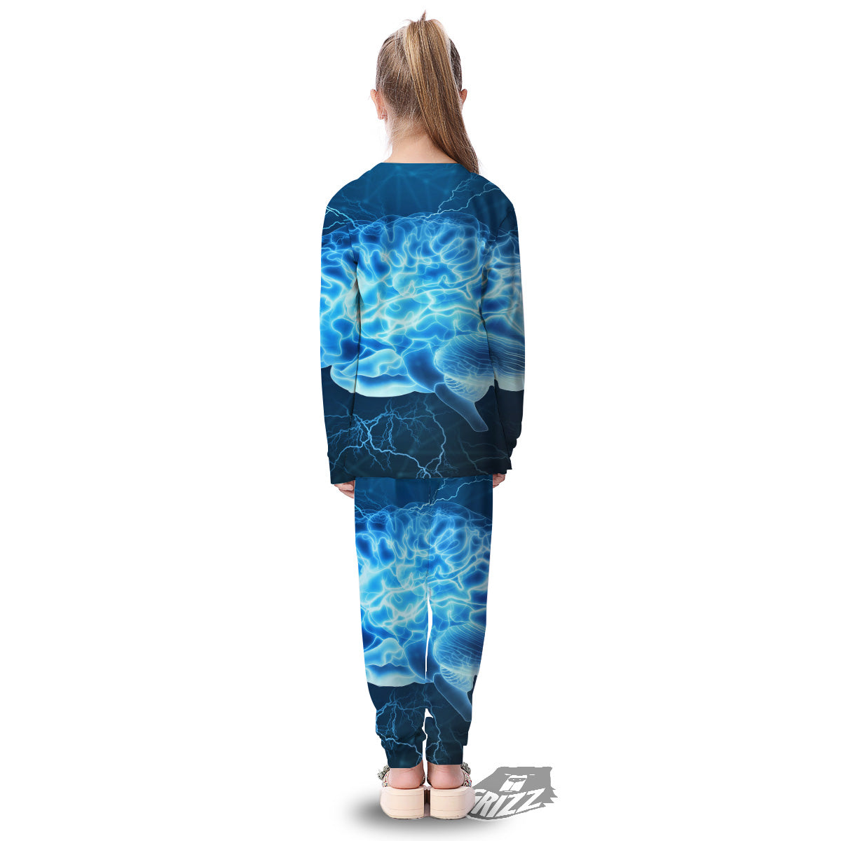 Brain Activity Blue Electrical Print Kid's Pajamas-grizzshop