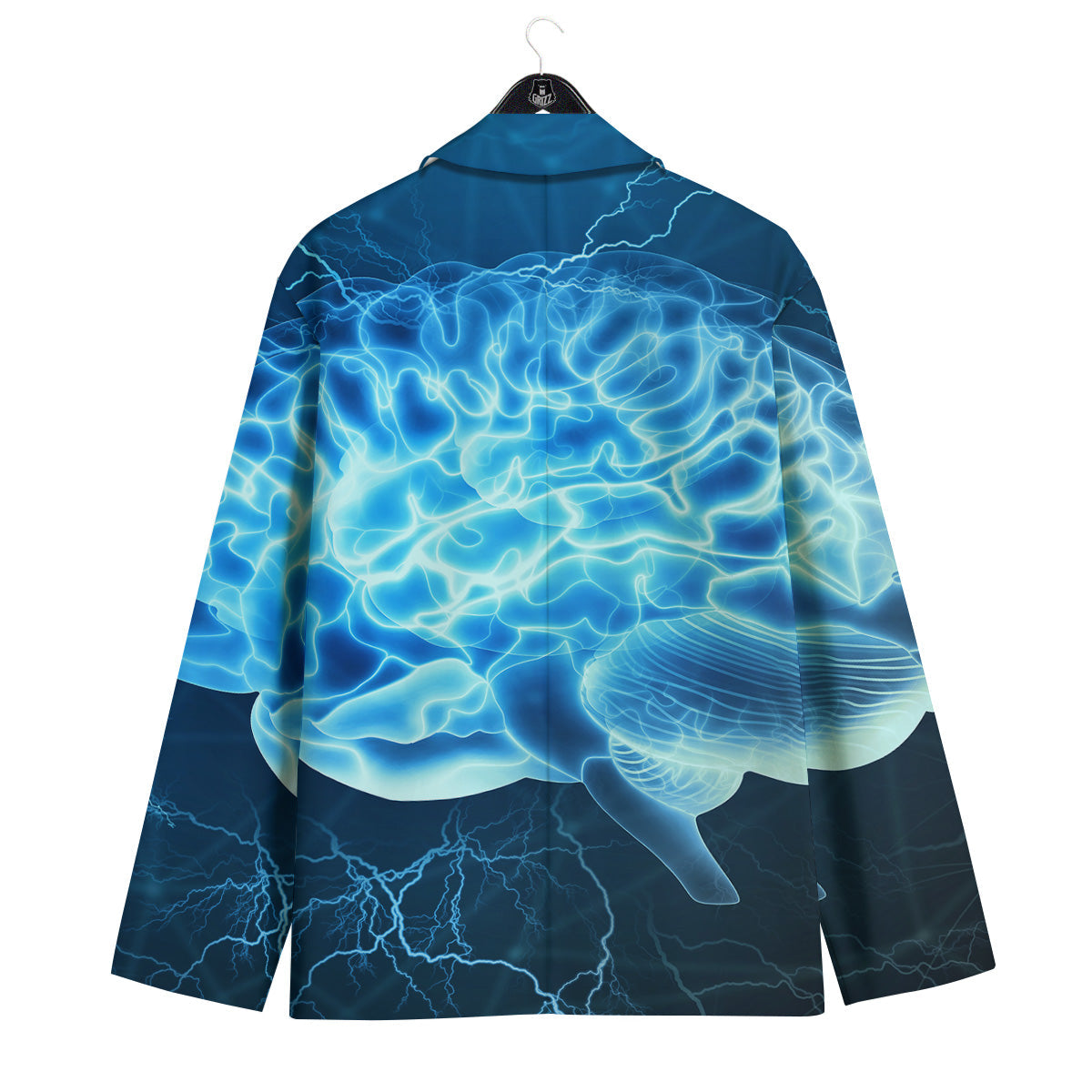 Brain Activity Blue Electrical Print Men's Sport Coat-grizzshop