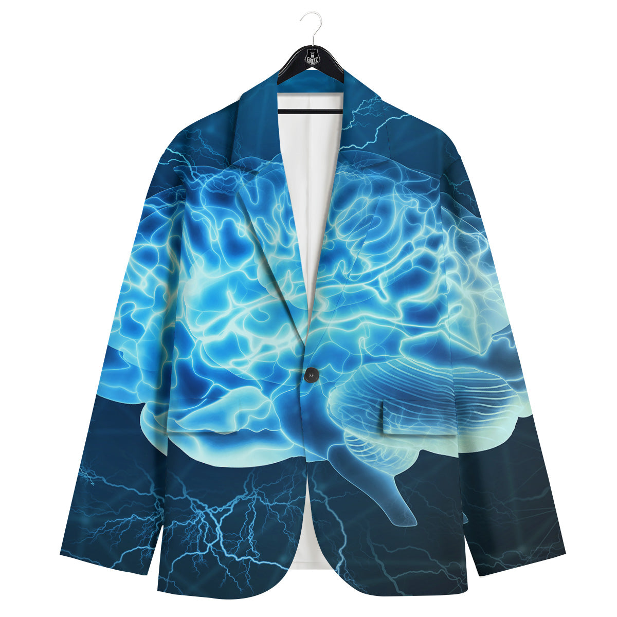 Brain Activity Blue Electrical Print Men's Sport Coat-grizzshop