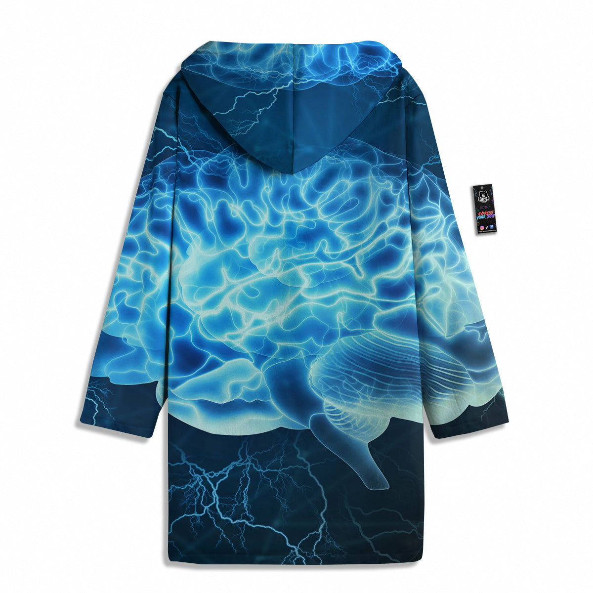Brain Activity Blue Electrical Print Men's Windbreaker Jacket-grizzshop