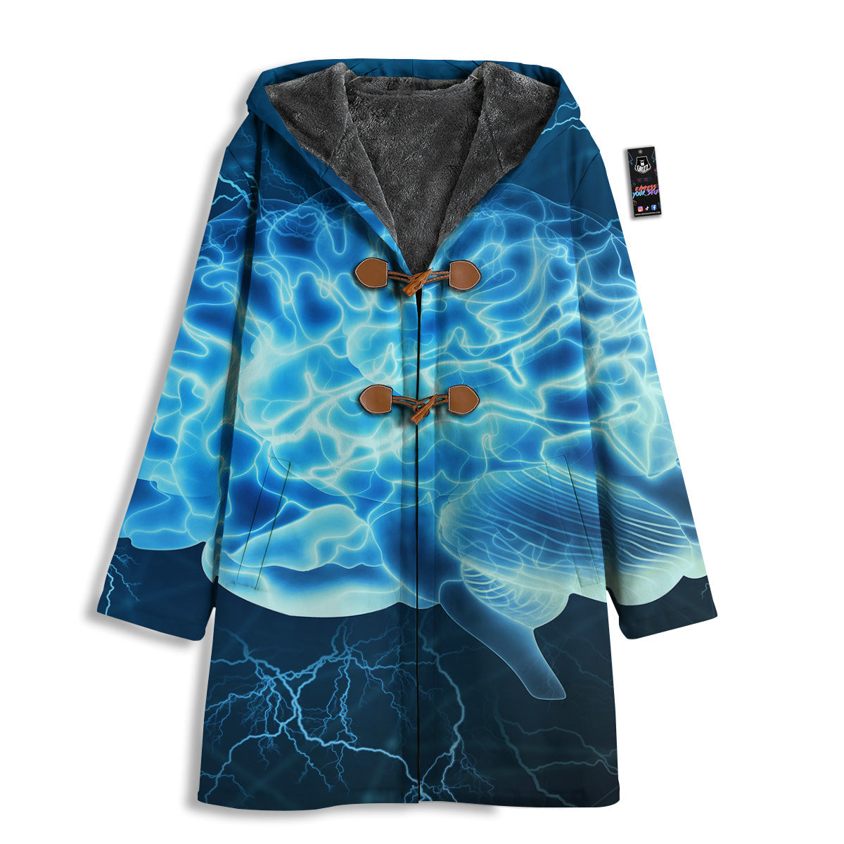 Brain Activity Blue Electrical Print Men's Windbreaker Jacket-grizzshop