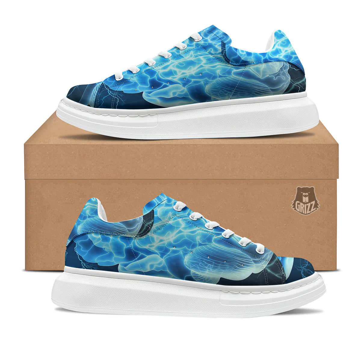 Brain Activity Blue Electrical Print Platform Shoes-grizzshop