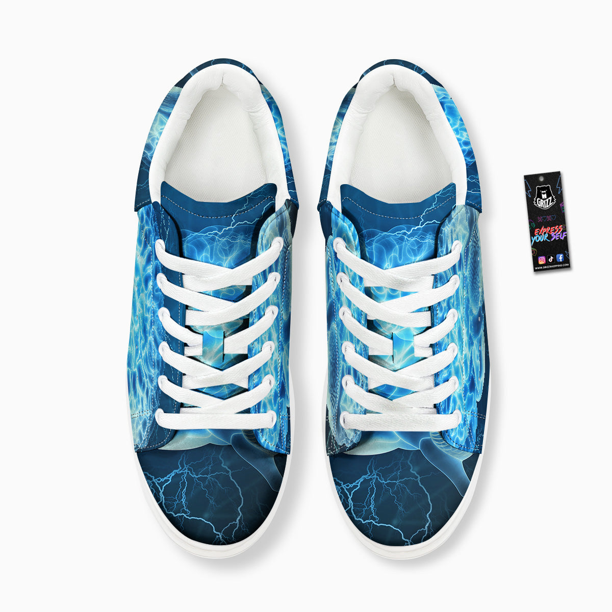 Brain Activity Blue Electrical Print Platform Shoes-grizzshop
