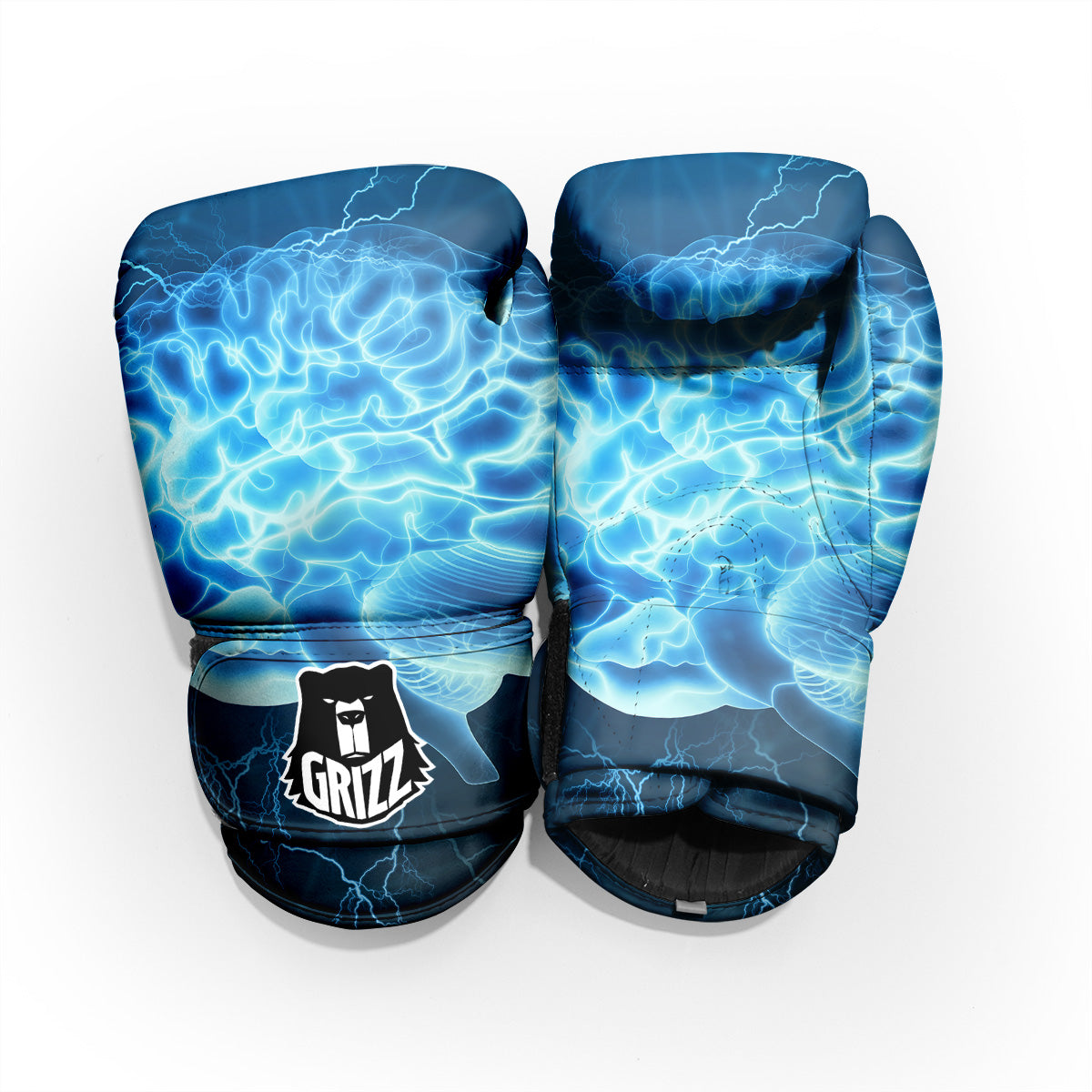 Brain Activity Blue Electrical Print Pro Boxing Glove