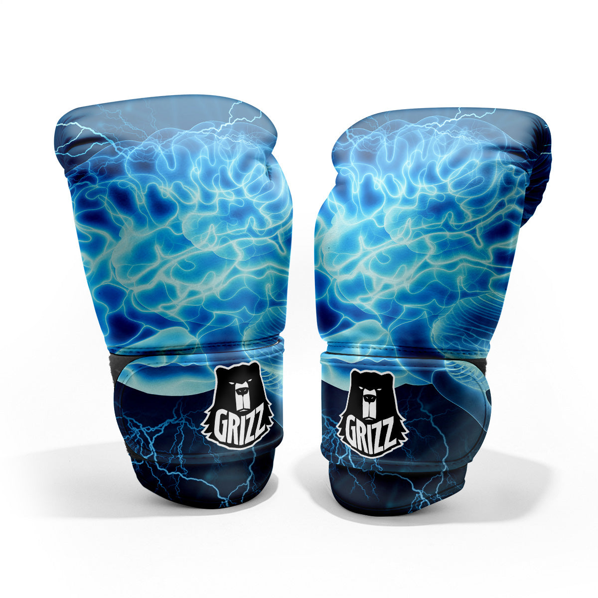 Brain Activity Blue Electrical Print Pro Boxing Glove