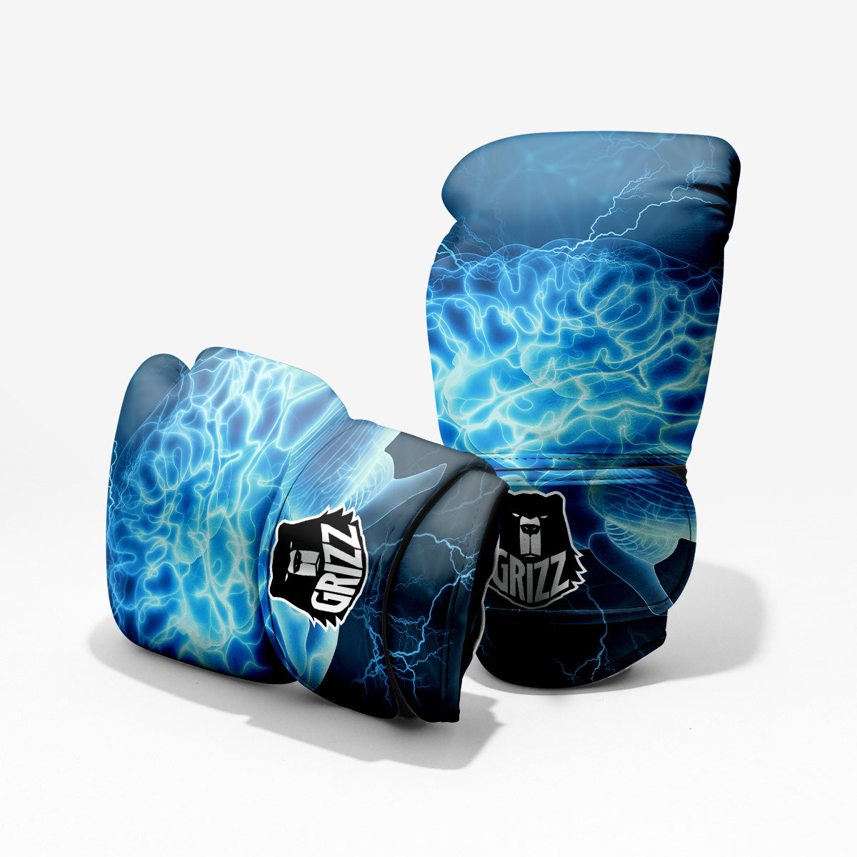 Brain Activity Blue Electrical Print Pro Boxing Glove