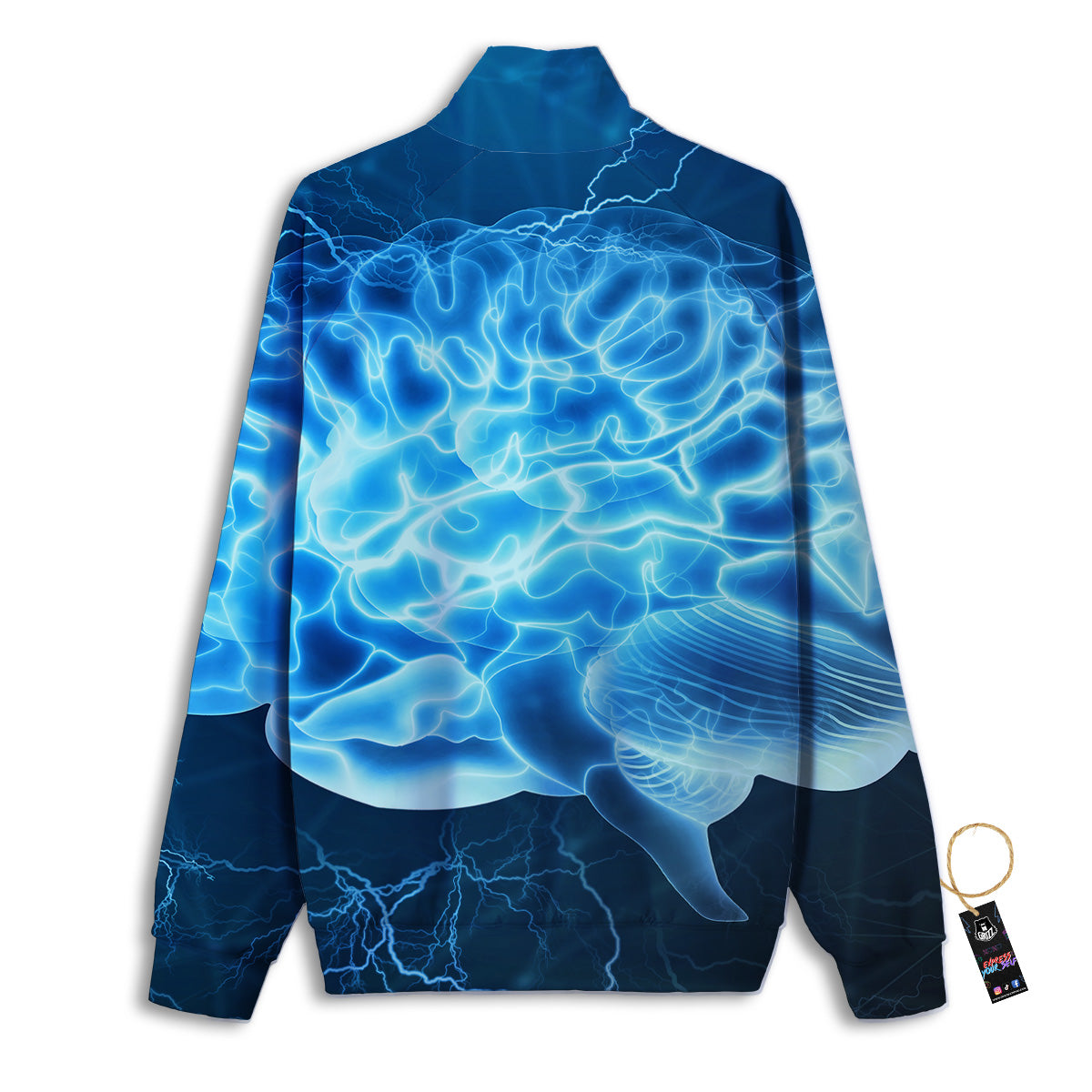 Brain Activity Blue Electrical Print Track Jacket-grizzshop