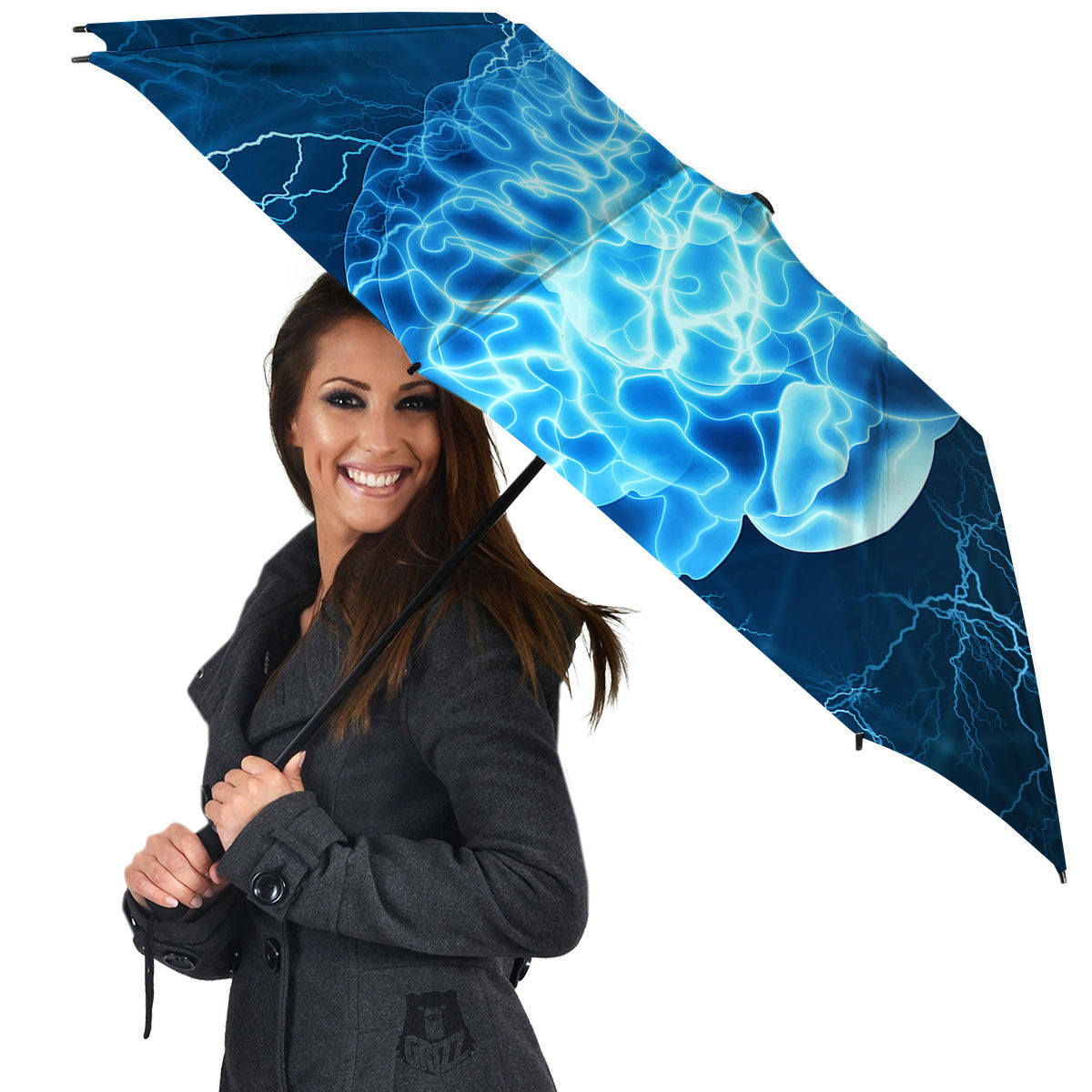 Brain Activity Blue Electrical Print Umbrella-grizzshop