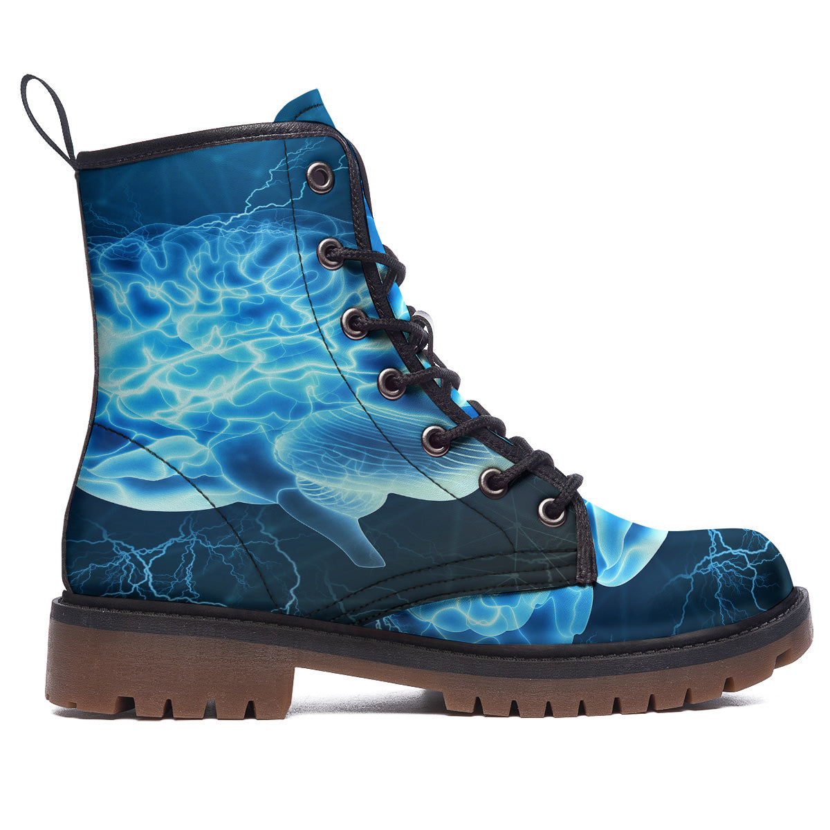 Brain Activity Blue Electrical Print Work Boots-grizzshop