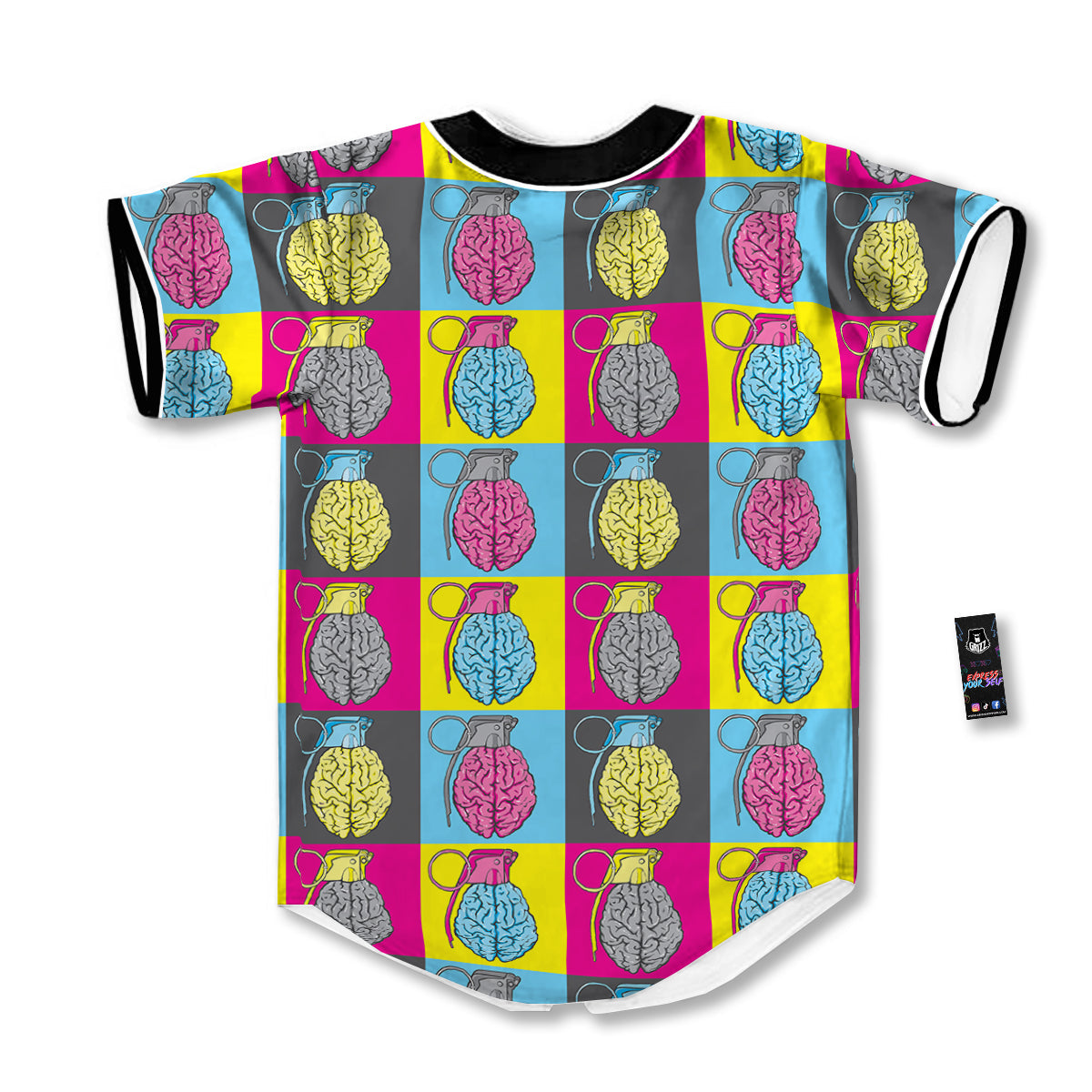 Brain Bomb Colorful Print Pattern Baseball Jersey-grizzshop