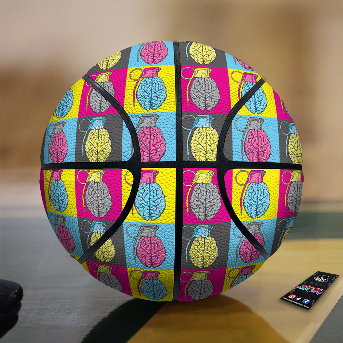 Brain Bomb Colorful Print Pattern Basketball-grizzshop
