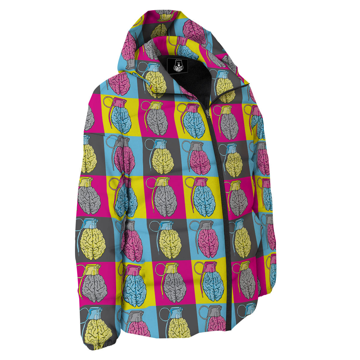 Brain Bomb Colorful Print Pattern Down Jacket-grizzshop