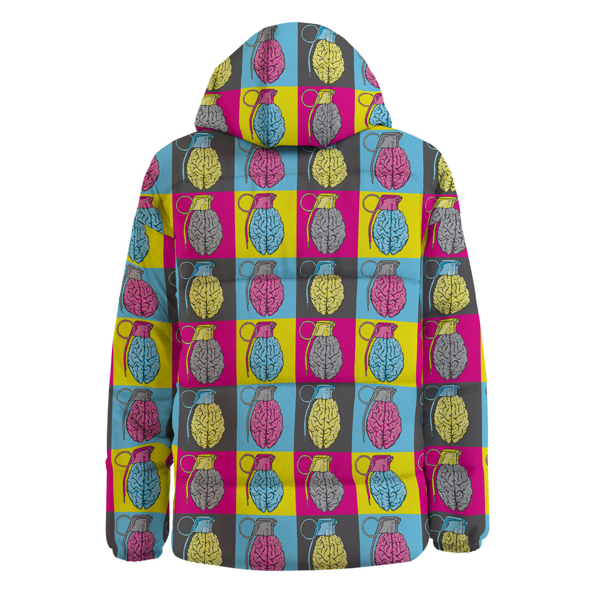 Brain Bomb Colorful Print Pattern Down Jacket-grizzshop