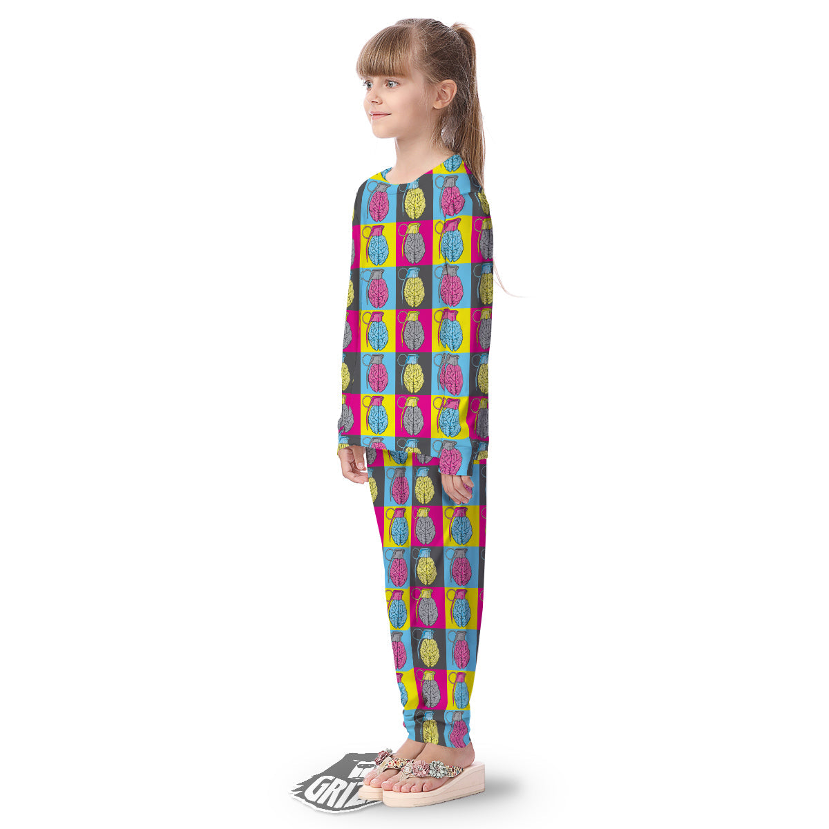Brain Bomb Colorful Print Pattern Kid's Pajamas-grizzshop