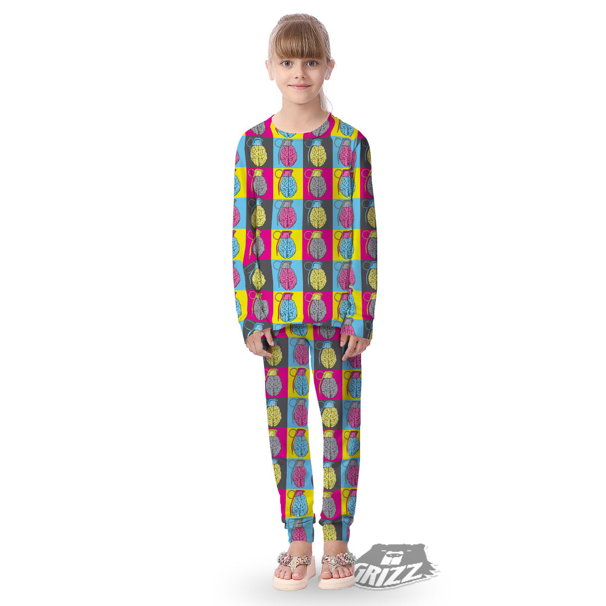 Brain Bomb Colorful Print Pattern Kid's Pajamas-grizzshop