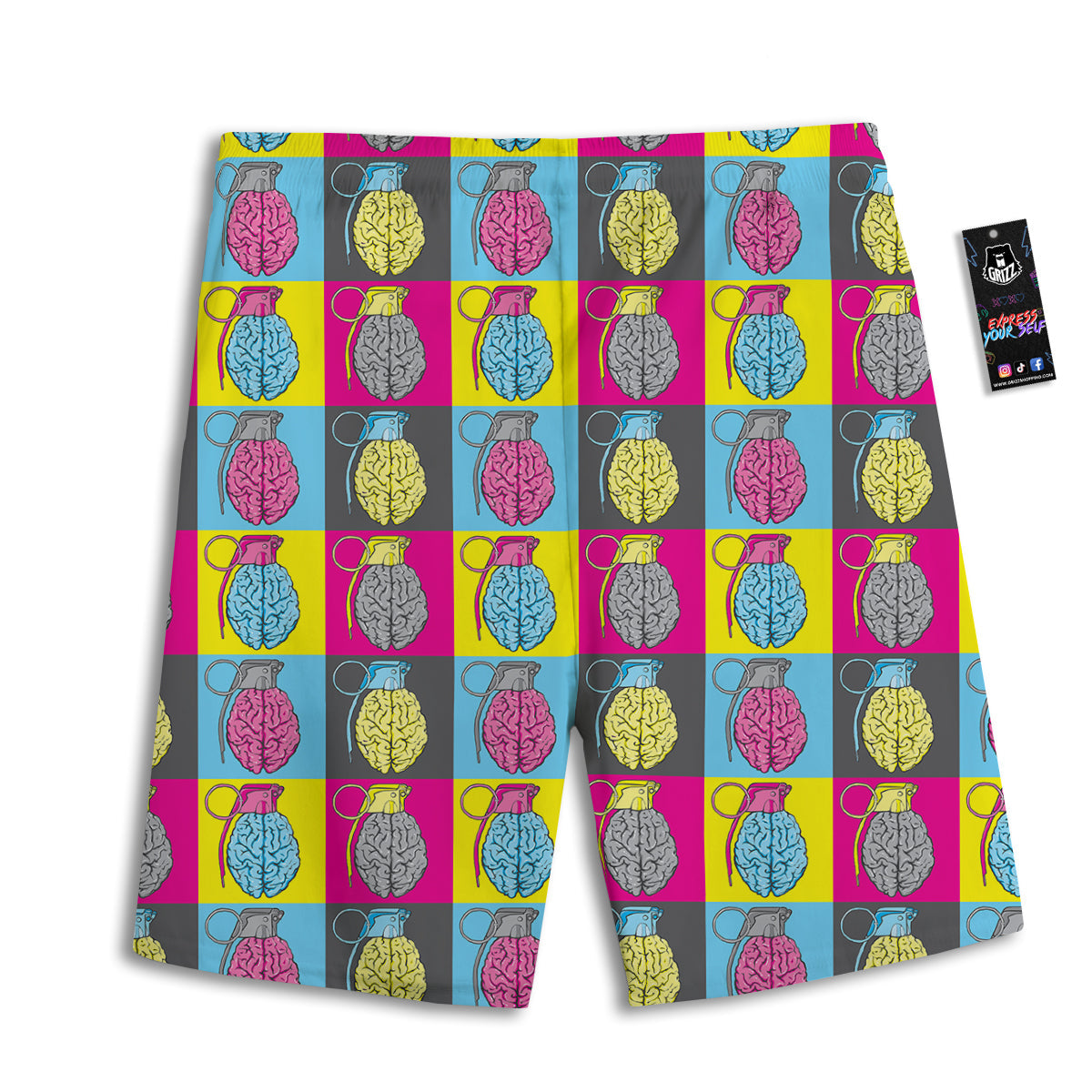 Brain Bomb Colorful Print Pattern Men's Athletic Shorts